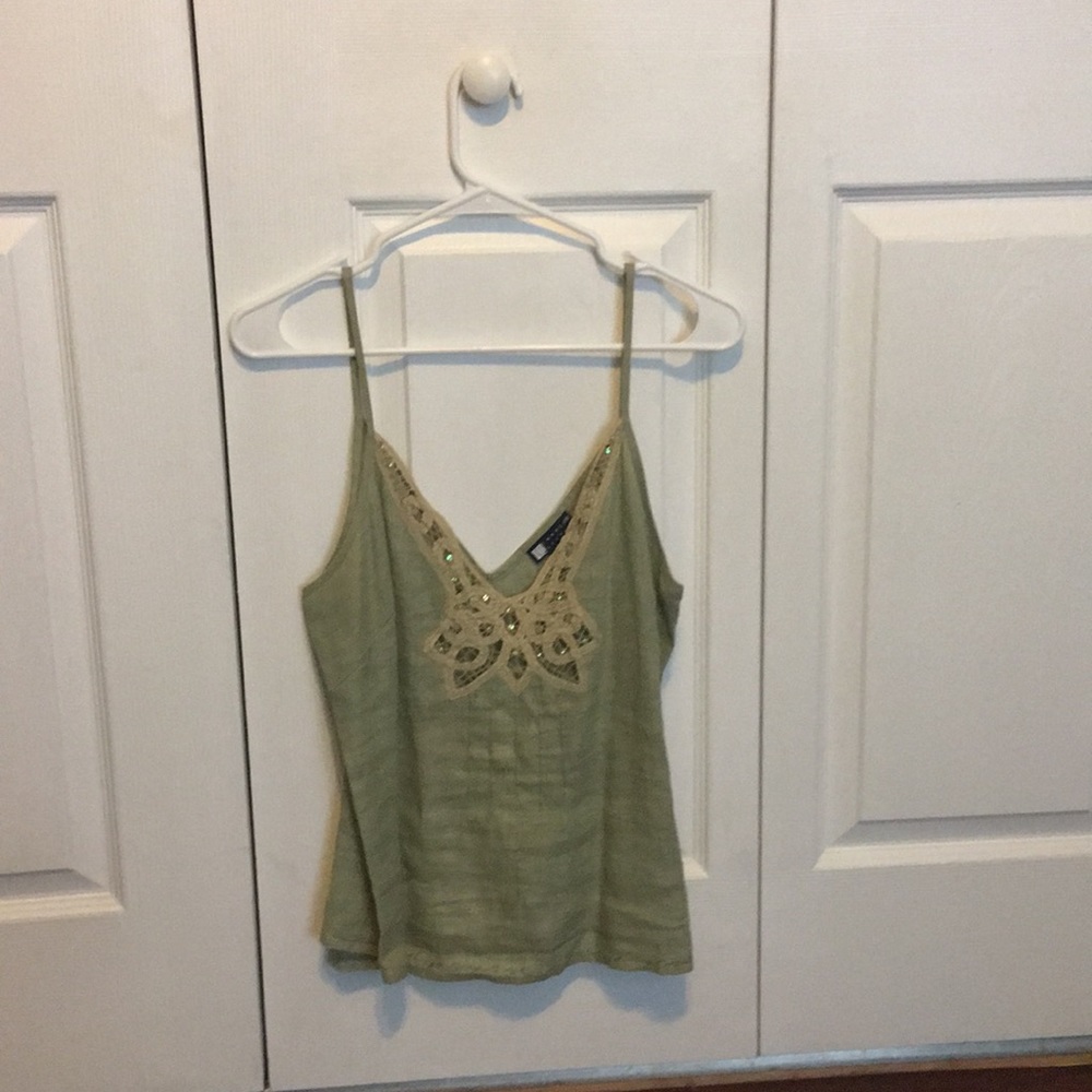 Green linen camisole